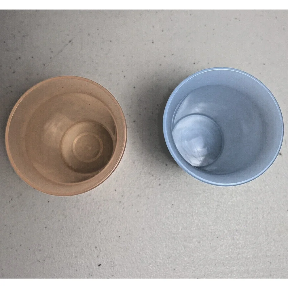 Tupperware Kids Bell Tumblers Cups 7 oz Pastel Blue Orange Translucent Lot #109